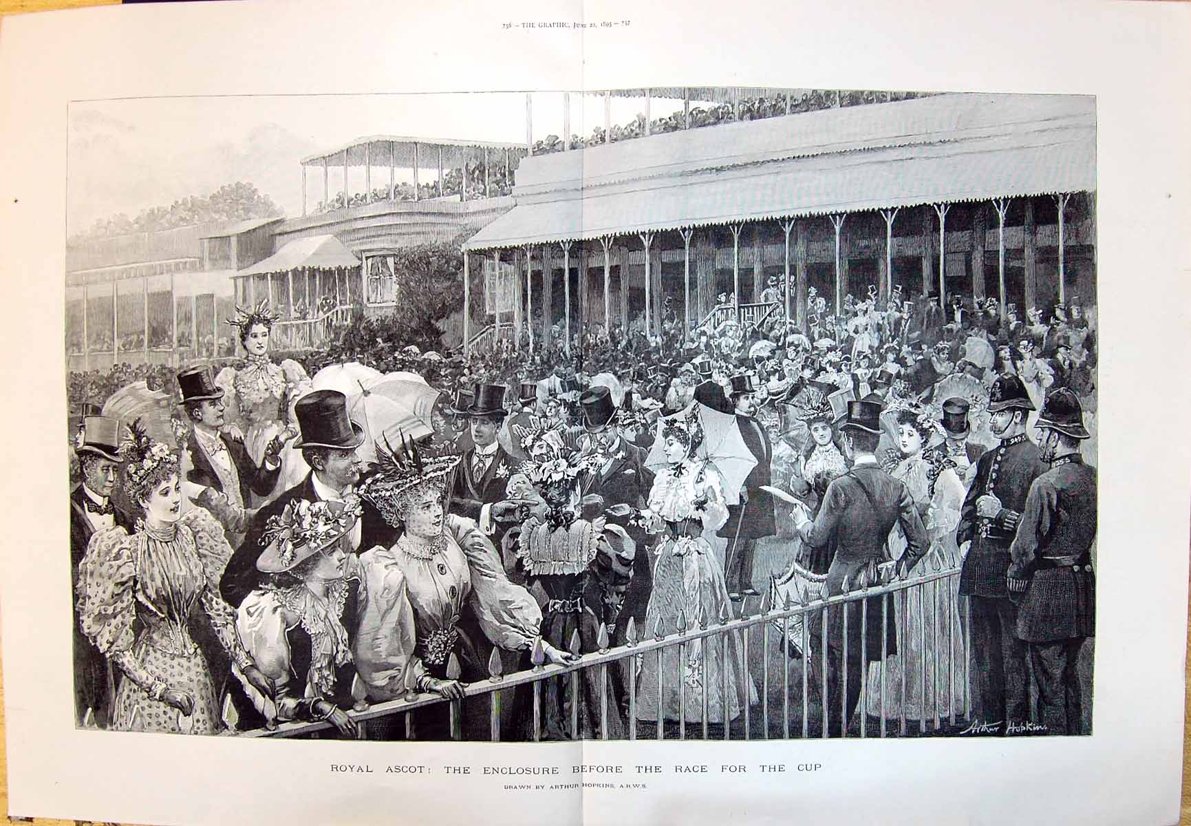 Old 1895 Royal Ascot Enclosure Before Race For Cup Crowd Outdoor Arth 19th