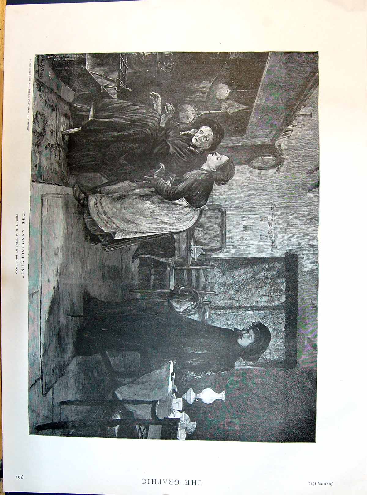 Old 1895 Announcement Painting John Bacon Madame Von Palmay Marines L Victorian