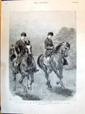 Old Print 1895 Marriage Duc D'Aosta Princess Helene Orleans Riding Horses 19th