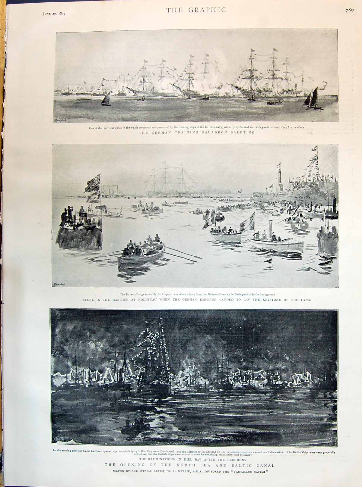 Old 1895 German Training Squadron Harbour Holtenau German Emperor Nor Victorian