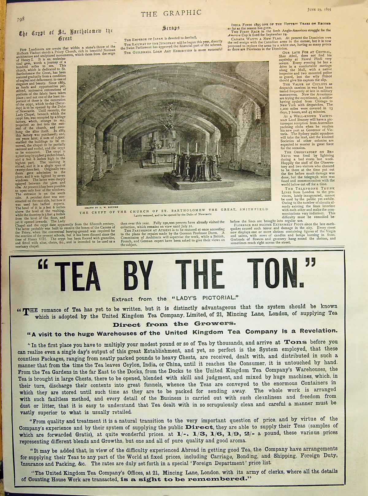 Old 1895 Bartholomew Great Smithfield Church Crypt Tea Lady'S Pictori Victorian