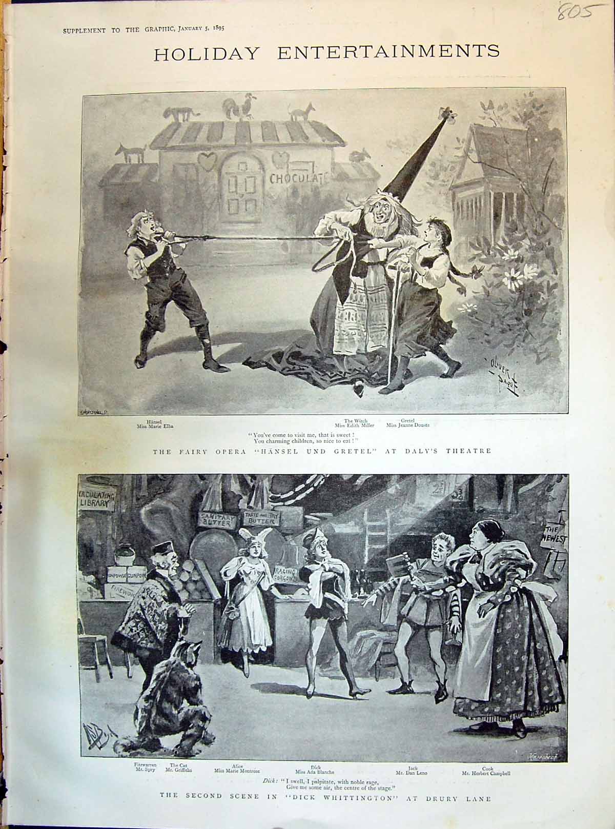 Old 1895 Hansel Gretel Daly Dick Whittington Drury Lane Robinson Crus Victorian