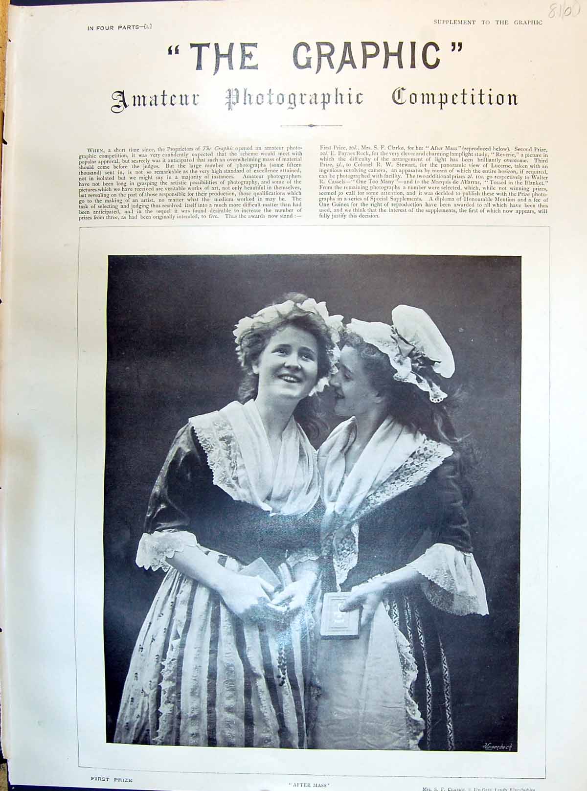Old 1895 Photo Competition After Mass Beautiful Woman Girls Ryllis Co Victorian