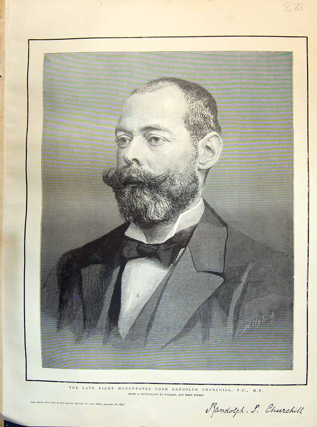 Antique Old Print 1895 Late Right Honourable Lord Randolph Churchill Bassano