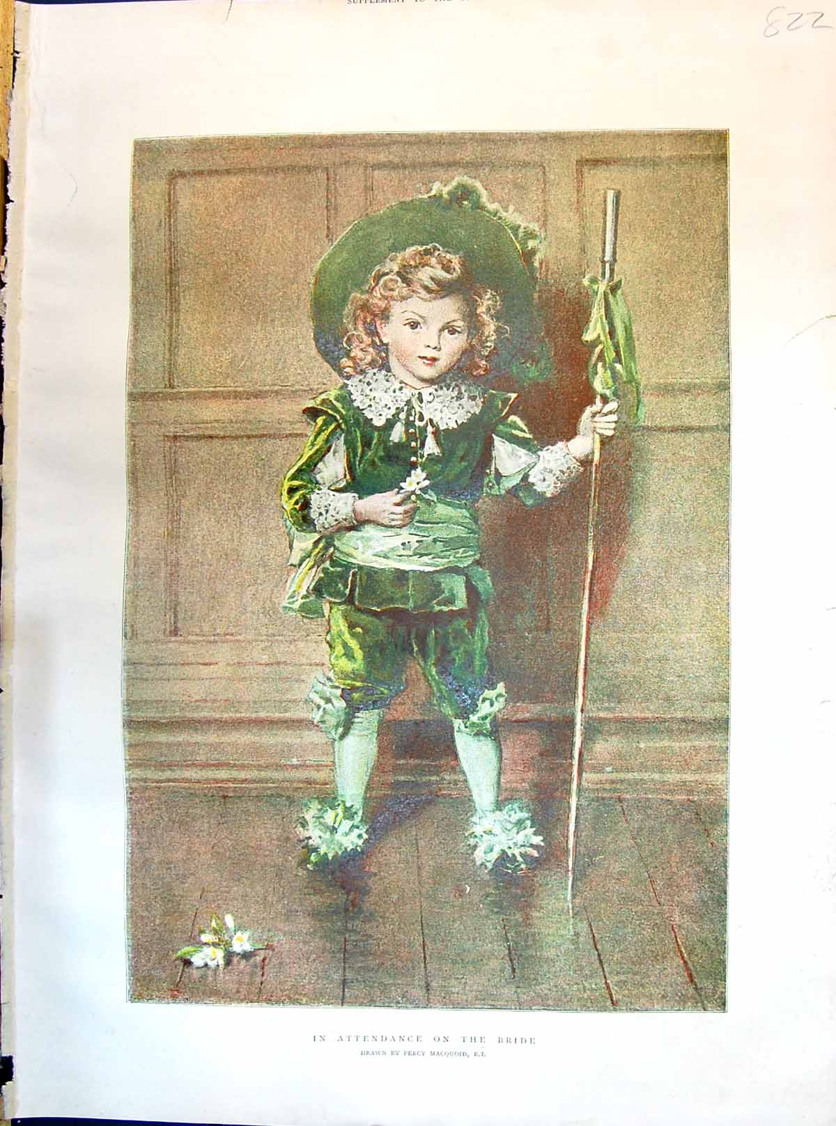 Old 1895 In Attendance On The Bride Young Girl Drawn By Percy Macquoi Victorian