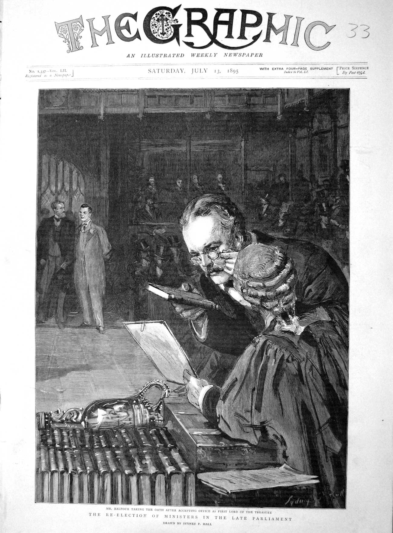 Original Old Antique Print 1895 Mr Balfour Lord Treasury Ministers Parliament