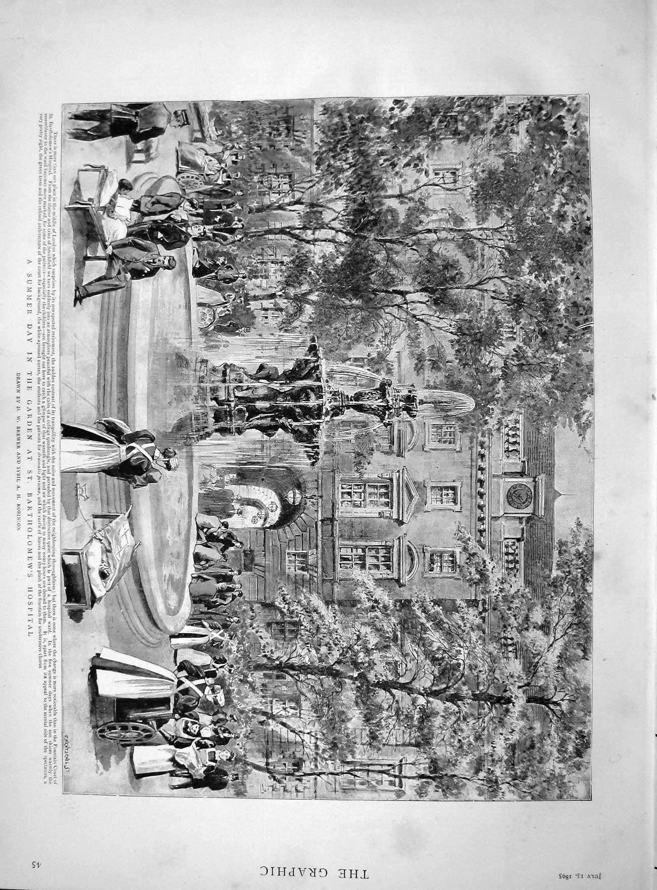 Old Antique Print 1895 Garden Bartholomew'S Hospital Duke Genoa Admiral 19th