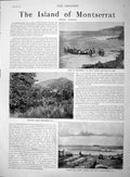 Original Old Antique Print 1895 Island Monsterrat West Indies Barquentine Hilda