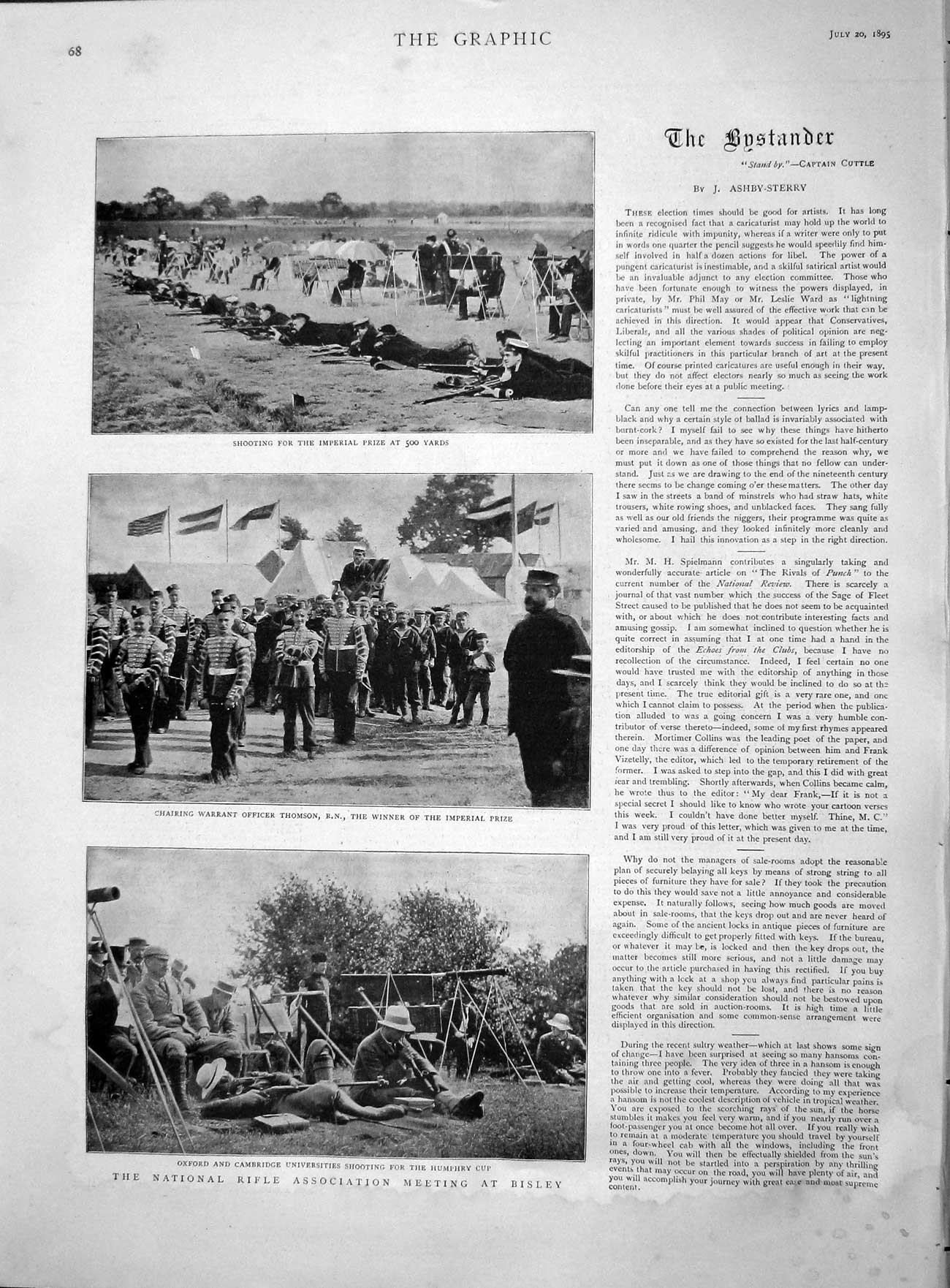 Original Old Antique Print 1895 National Rifle Association Bisley Sport 19th