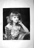Original Old Antique Print 1895 Portrait Little Girl Stella Sant Fine Art 19th