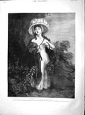 Original Old Antique Print 1895 Portrait Miss Haverfield Beautiful Lady Wallace