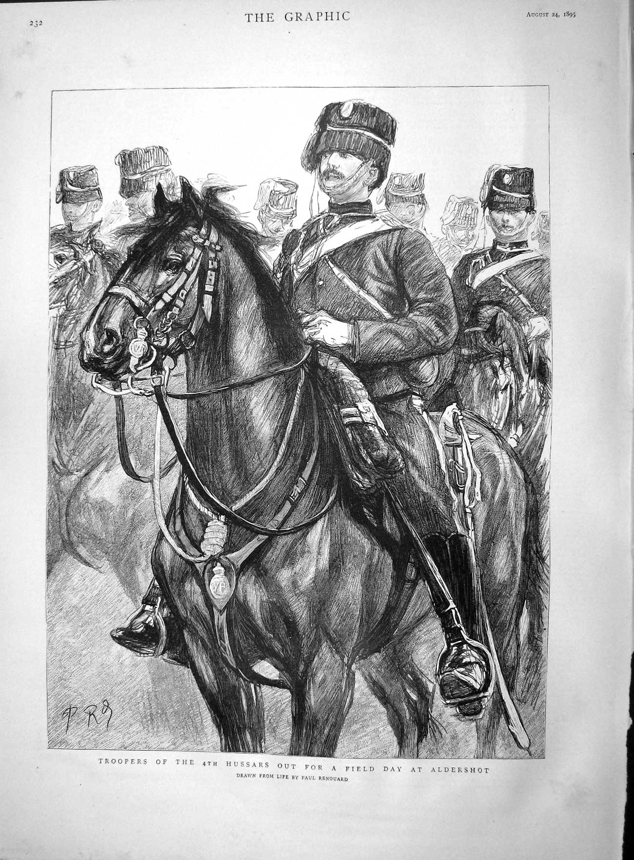 Original Old Antique Print 1895 Troopers Hussars Field Day Aldershot War Siers