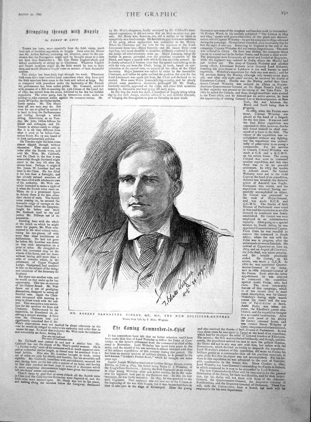 Original Old Antique Print 1895 Robert Bannatyne Finlay Emperor William Berlin