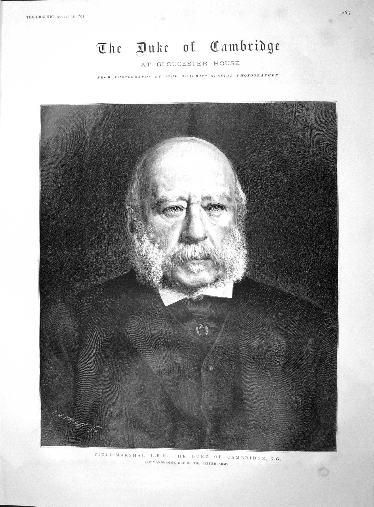 Original Old Antique Print 1895 Field-Marshal Duke Cambridge British Fitzgeorge