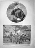 Original Old Antique Print 1895 Duke Connaught Battle Takka-Ungu British Army