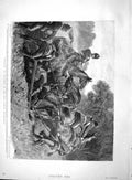 Original Old Antique Print 1895 Horses Sunk Bog Forest Emmerson Memorial 19th