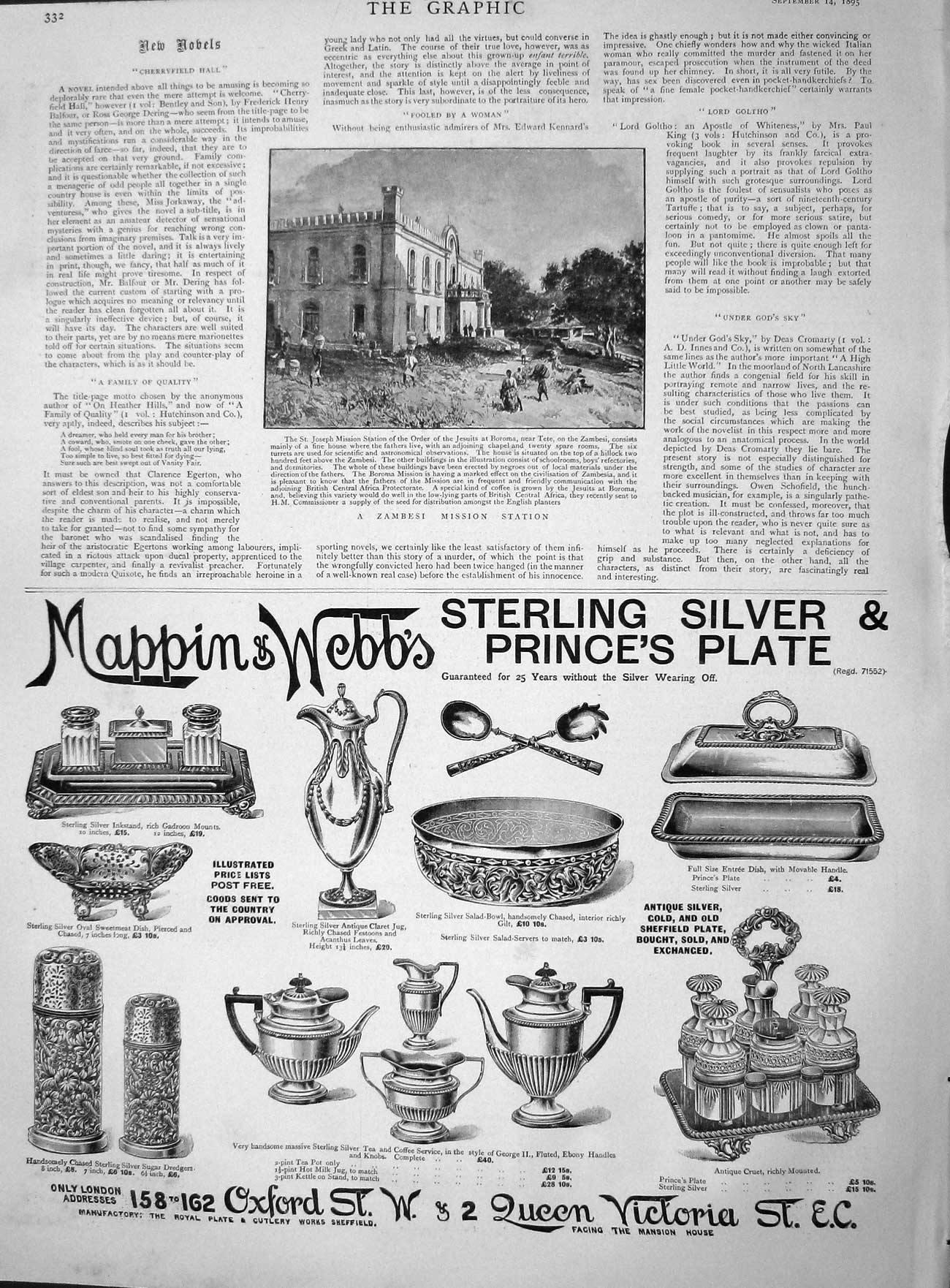 Old Antique Print 1895 Zambesi Mission Station Mappin Webb Advertisement 19th