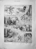 Original Old Antique Print 1895 Navy Officer Game Shooting India Elephant 19th