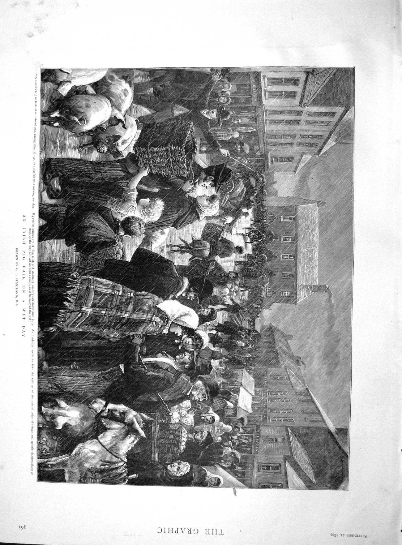 Original Old Antique Print 1895 Ireland Pig Fair Salt Industry Cheshire Wharf