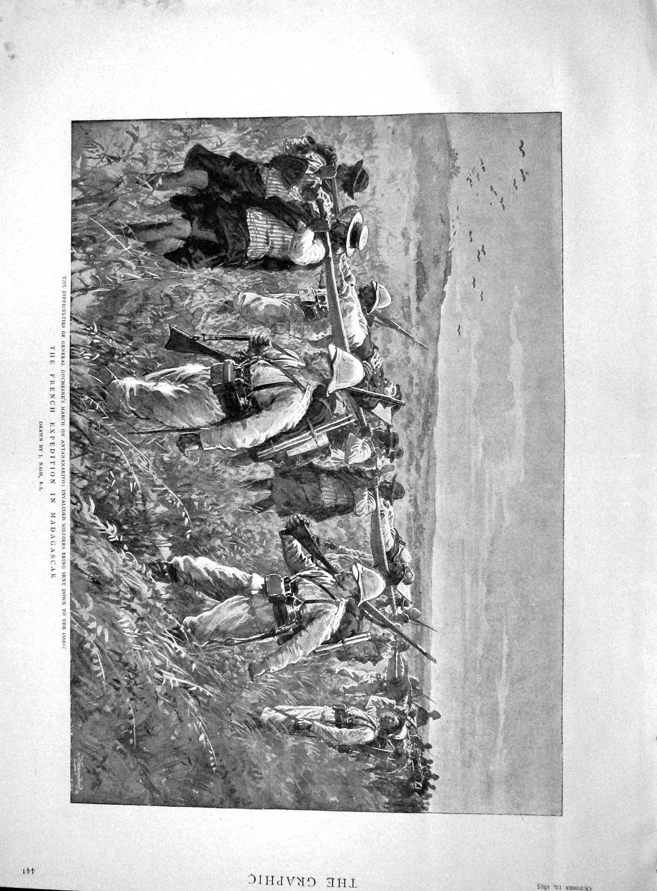 Original Old Antique Print 1895 General Duchesne Antananarivo Madagascar Siers