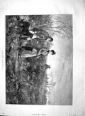 Original Old Antique Print 1895 Shooting Hunting Mem Sahir Indian Station Camel