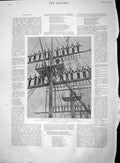 Original Old Antique Print 1895 Cadets Manning Yards Training Ship Worcester