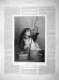 Original Old Antique Print 1895 Little Girl Branch Tree Mouse 19th