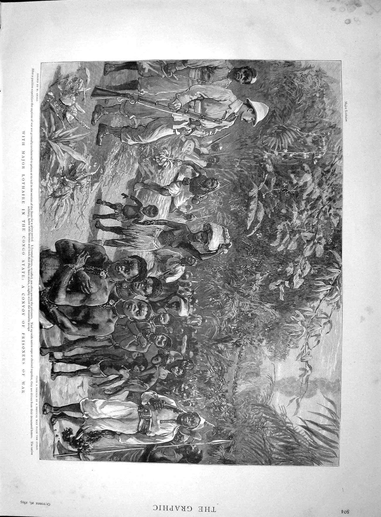 Original Old Antique Print 1895 Major Lothaire Congo State Africa Prisoners War