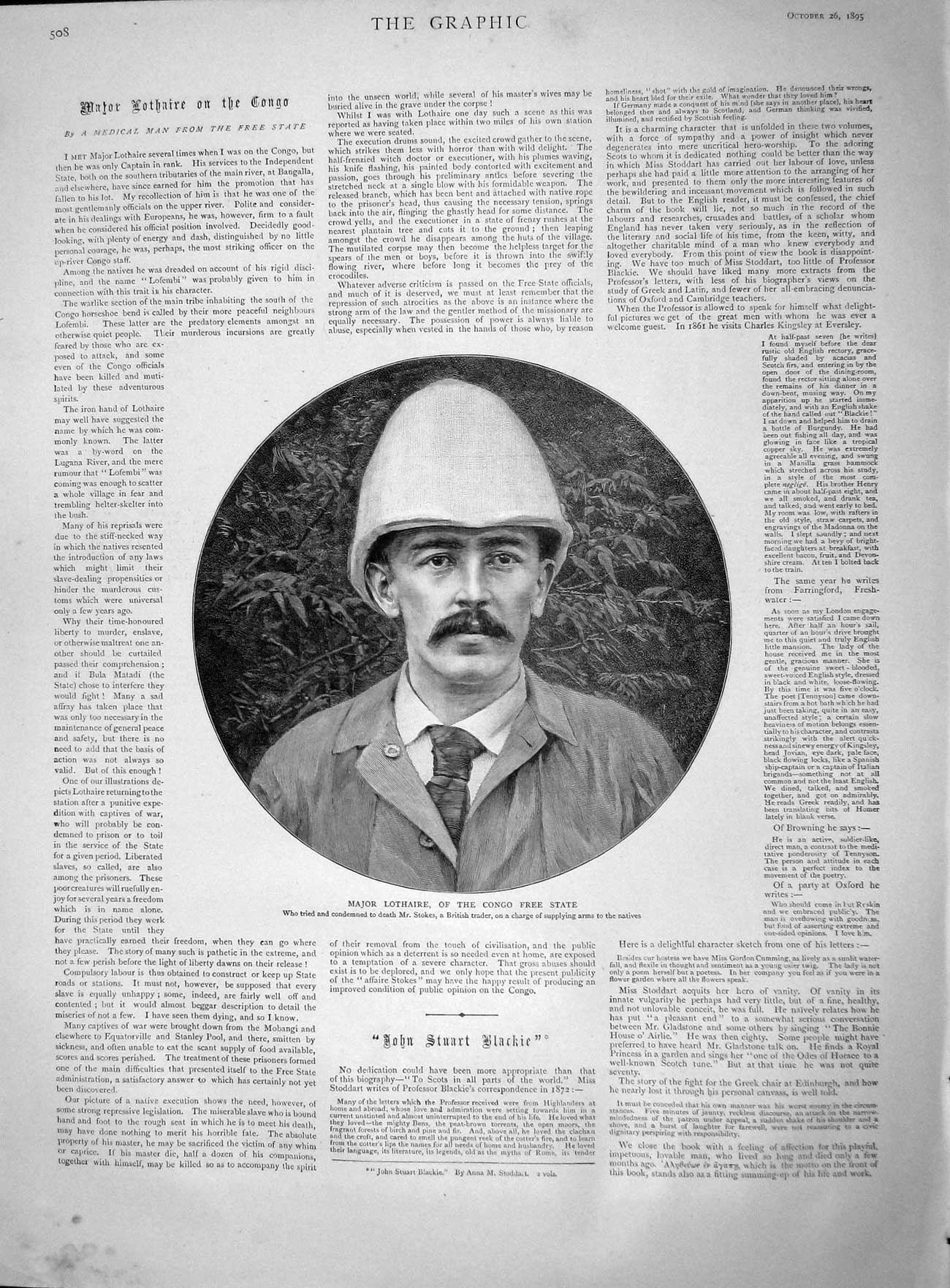 Original Old Antique Print 1895 Major Lothaire Congo State Queen Guard Honour