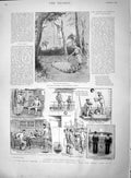 Old Antique Print 1895 Grave Robert Stevenson Samoa Cruiser Ship Pacific 19th