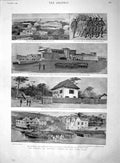 Original Old Antique Print 1895 Ashanti GCoast Cape Castle Fort Elmina Victorian