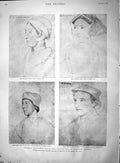 Old Antique Print 1895 Holbein Bollein Seymour Colet Melanchton Windsor 19th