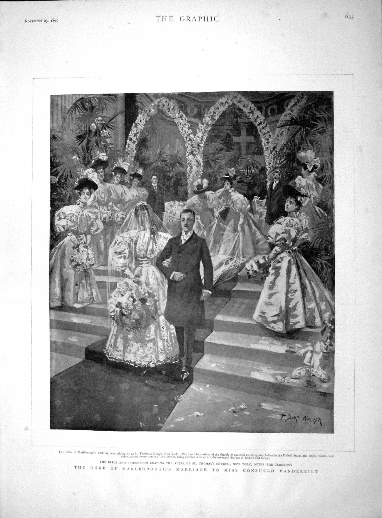 Original Old Antique Print 1895 Duke Marlborough Wedding Consuelo Van Victorian