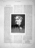 Original Old Antique Print 1895 Veteran Actress Portrait Mrs Keeley Victorian