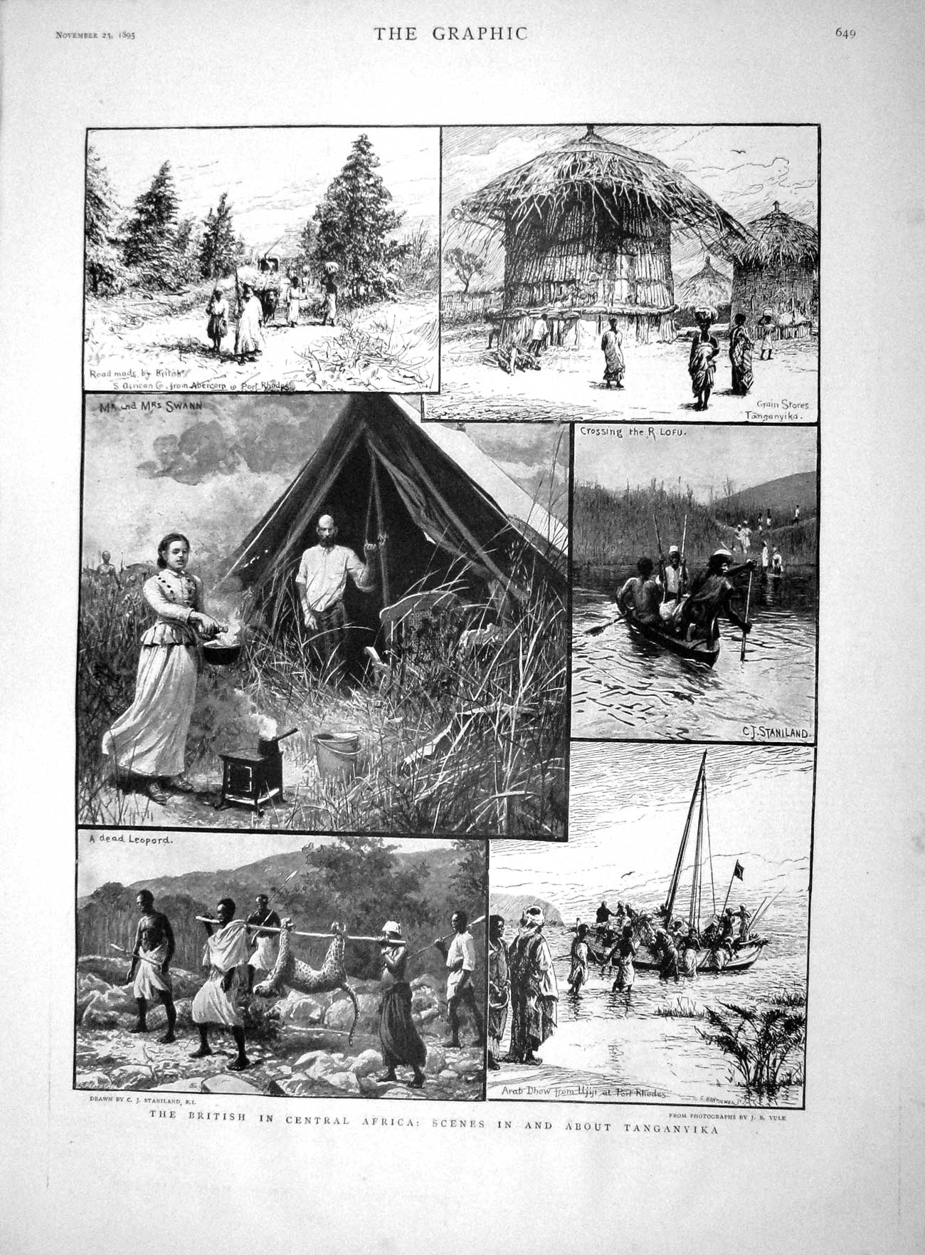 Original Old Antique Print 1895 British Central Africa Tanganyika Mrs Sw 19th