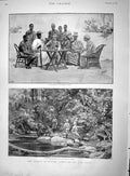 Original Old Antique Print 1895 Ashanti GCoast Kumassi Funeral Ponsonby 19th