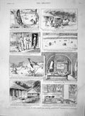 Original Old Antique Print 1895 Life India Bungalow Animals Hunting Victorian