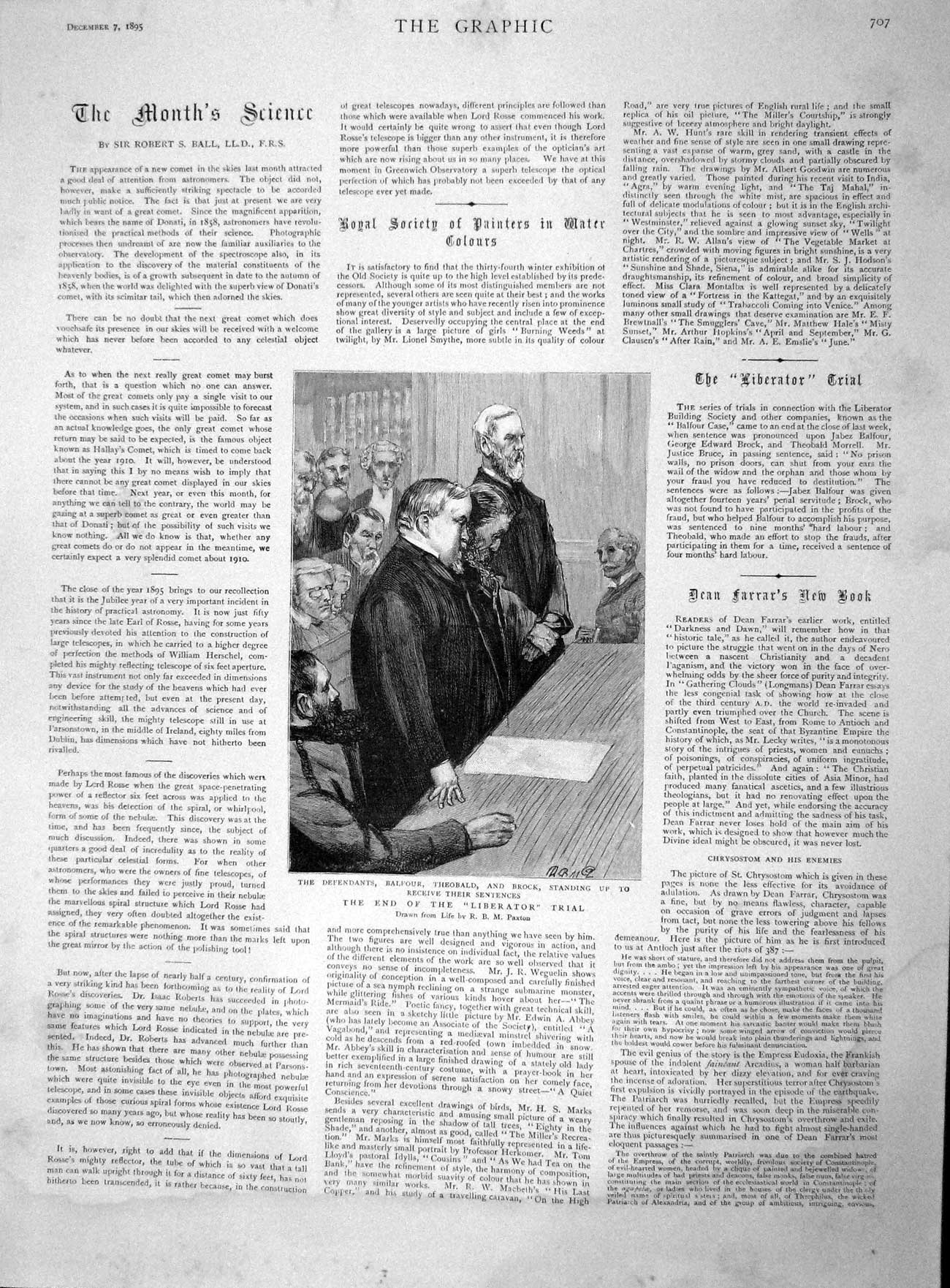 Original Old Antique Print 1895 Liberator Trial Balfour Theobald Broc Victorian