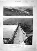 Original Old Antique Print 1895 Engineering Periyar Project Dam Tombstone Penny