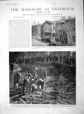 Original Old Antique Print 1895 Massacre Erzeroum Cemetery Shishmanian Victorian