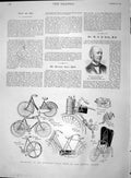 Original Old Antique Print 1895 Cycle Show Crystal Palace Lecky Pinchbeck Alias