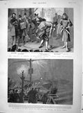 Old Antique Print 1895 Theatre Westminster School Ships Germanic Cumbrae 19th