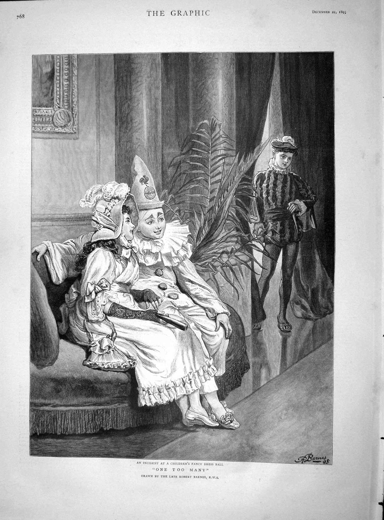 Original Old Antique Print 1895 Children'S Fancy Dress Ball Costumes Barnes Art