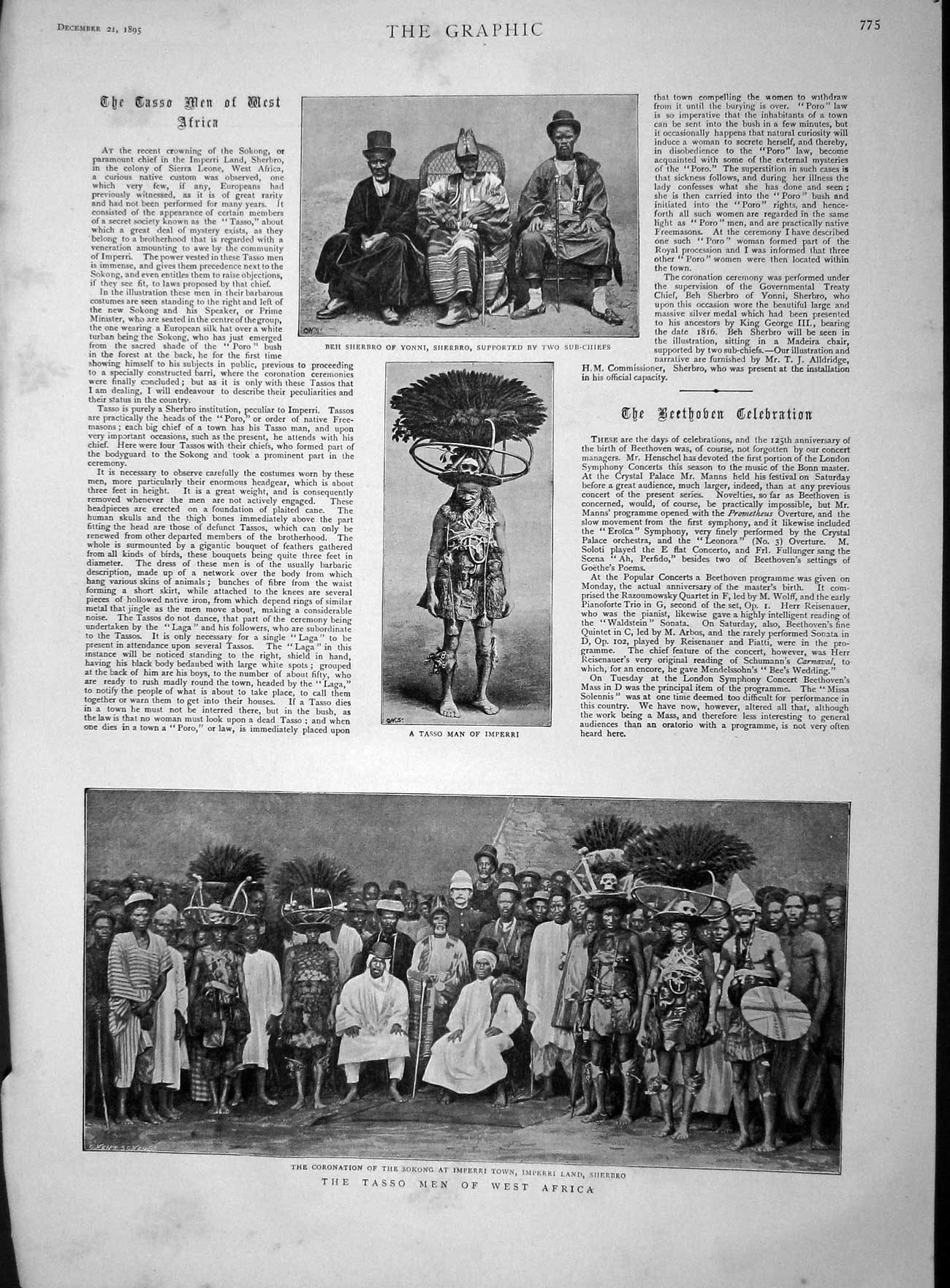 Original Old Antique Print 1895 Tasso Men Africa Imperri Yonni Butterfly Hunt