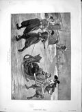 Original Old Antique Print 1895 Towing My Lady Home Sledge Ice Windmill Browne