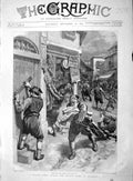 Original Old Antique Print 1895 Street Scene Panic Stamboul Turks Siers War