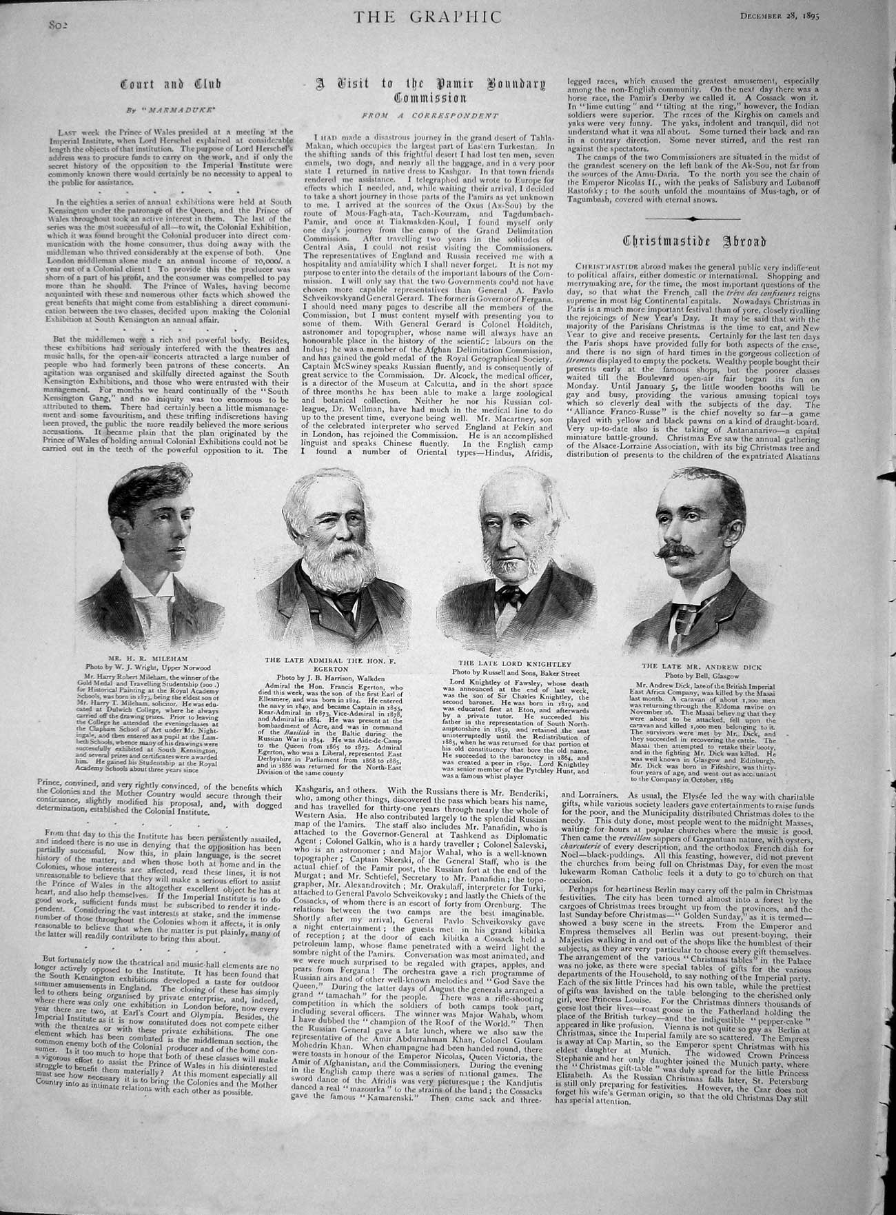 Original Old Antique Print 1895 Mileman Egerton Lord Knightley Andrew Dick Men