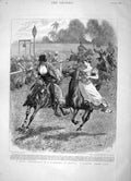 Original Old Antique Print 1896 Competition Horses Gymkhana Quetta Gretna Green