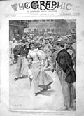 Original Old Antique Print 1896 Gauntlet Johannesburg Africa Lady Romance 19th