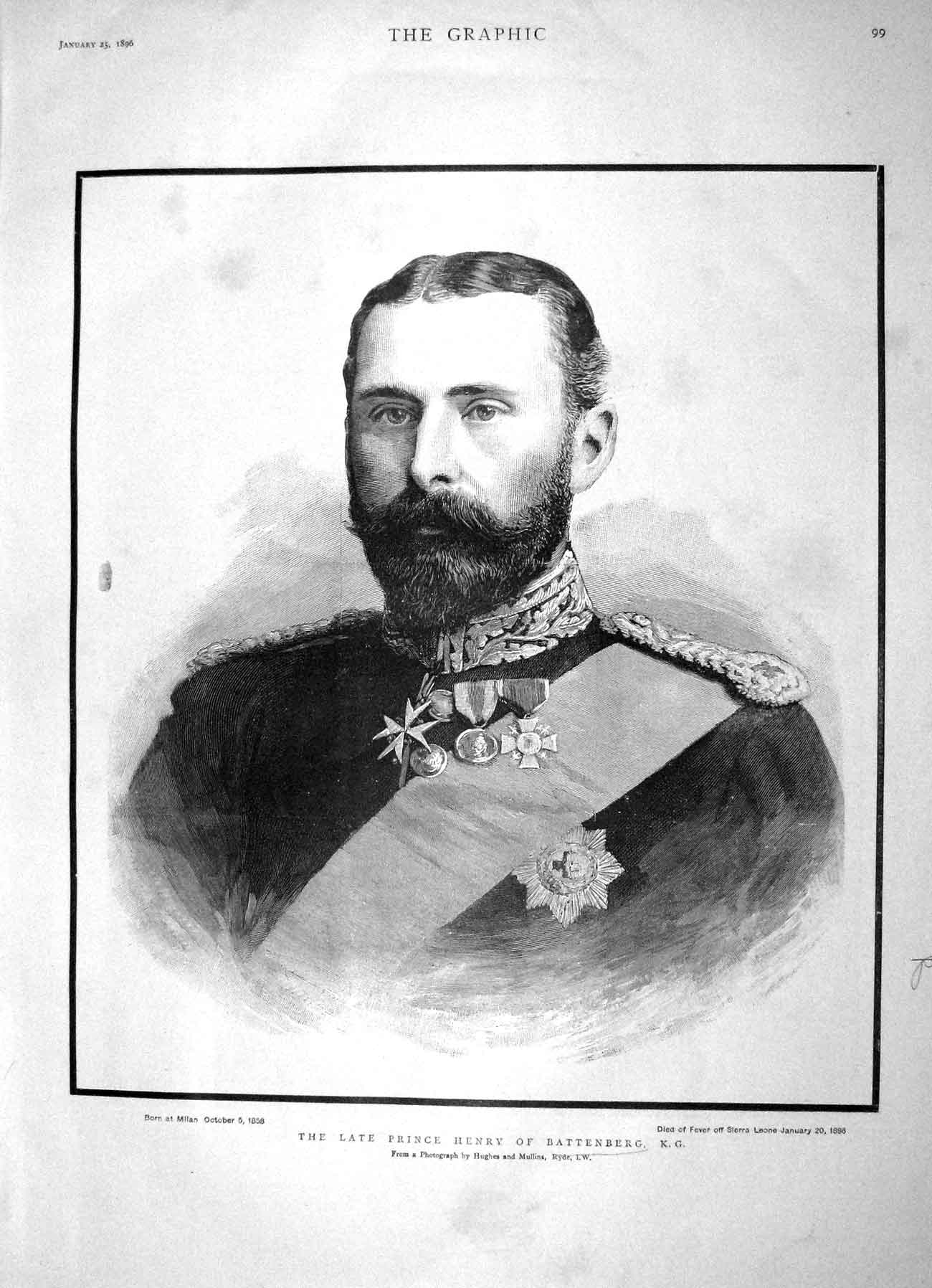 Old Antique Print 1896 Prince Henry Battenberg Chamberlain Train England 19th